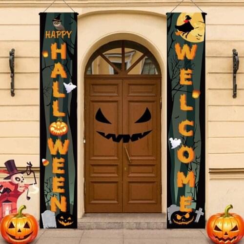 30x180cm Halloween Door Decorations Couplet Outdoor Hanging Banner Hanging Ornaments Props Halloween Festival Supplies for Home