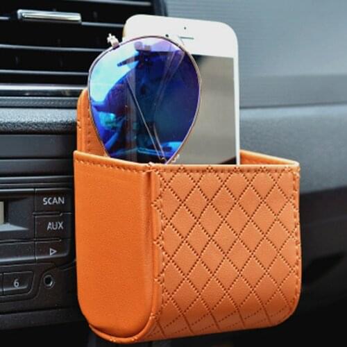 Car Outlet Vent Seat Back Tidy Storage Box PU Leather Coin Bag Case Pocket Organizer Hanging Holder Pouch Automobile Accessories
