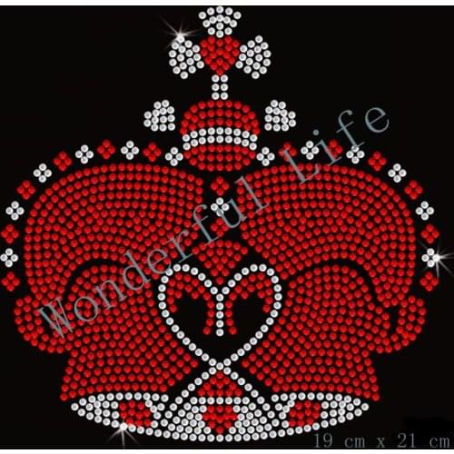 Free shipping Red Crown Diamante Motif Rhinestone Transfer