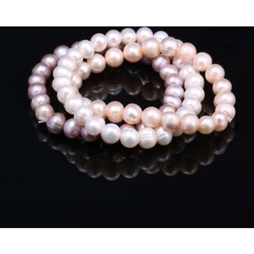 100% Natural Pearl Bracelet Charms Elastic Rope Real Pearl Bracelets for Girl Friend Pearl Size 8-9 mm