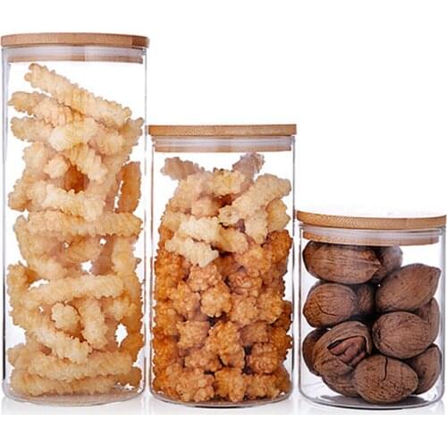 Household Glass Sealed Jars with Cover Transparent Kitchen Storage Tank Moisture-proof Food Storage Tank European Glass Jar