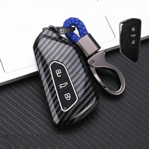 Carbon Fiber ABS Shell Car Remote Key Cover Case For Volkswagen VW Golf 8 MK8 For Skoda Octavia