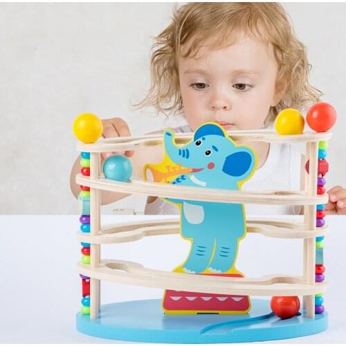 Kids Marble Race Run Toys Kits Wooden Maze Ball Track Game Assembly Dinosaur Building Blocks Bricks Sets Gifts For Baby Boy Girl
