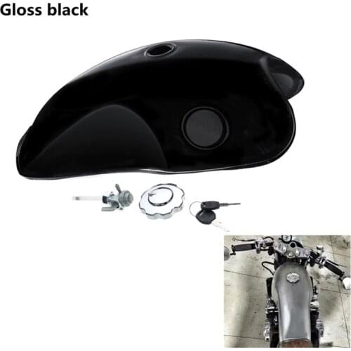 Gloss Black Motorcycle 10L 2.6 Gallon Cafe Racer Vintage Fuel Tank For Suzuki Yamaha Honda 750 CB400 XJR400 BENELLI MOJAVE