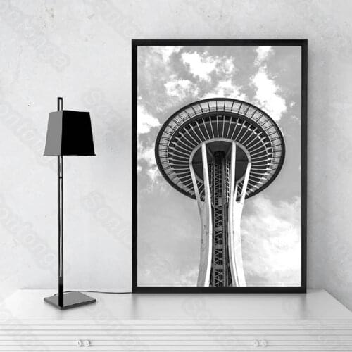 Art Poster Character Red Dress Rart Poster Building Tower 3D Stereo Wall Sticker Bedroom Dormitory Poster Background Wall