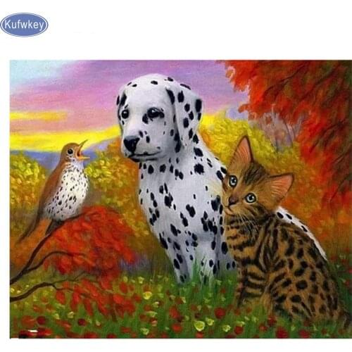 Diy 5d full square Diamond painting dog and cat painting diamond Cross Stitch Mosaic,Diy Diamond Embroidery beads,sticker,decor