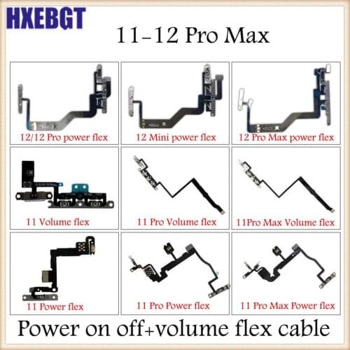 Power Volume Button Switch On Off Key Ribbon Flex Cable For iPhone 12 mini 12 Series 11 Pro Max Repair Parts