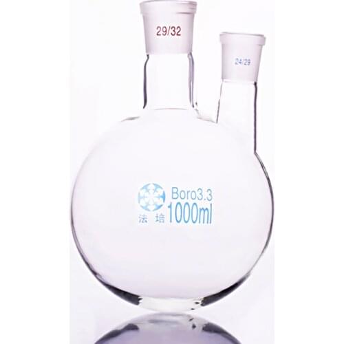 Two-necked flask straight shape,with two necks standard grinding mouth,Capacity 1000ml,Middle joint 29/32,lateral joint 24/29