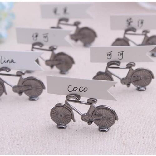 100pcs Creative Vintage Bicycle Bike Table Place Card Holder Name Number Wedding Memo Clip Restaurants Decoration SN1544