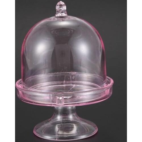 LBER 12x Mini Cake Stand Cupcake box Wedding Party Plastic Candy Box Gold