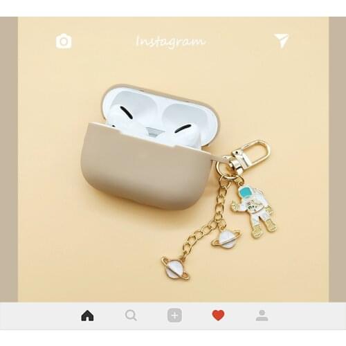 Cute Cosmic Astronaut keychain Silicone Earphone Case For Apple Airpods Pro 3 Bluetooth Headset Protective Cover Anti-lost