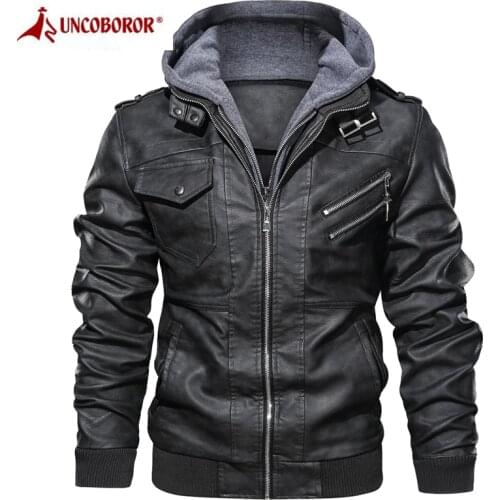 Leather Jacket Men Autumn Winter Casual Luxury Hooded Coat Military Biker Jackets Oblique Zipper Motorcycle PU Leather Coats 3XL