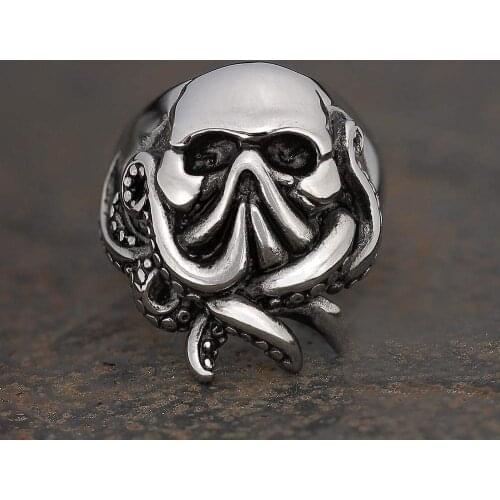 Wholesale Octopus Skull Ring Punk 316L Stainless Steel Seaman Rings Men Biker Jewelry Boyfriend Gift for Sailor OSR542