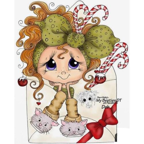 10x8 Girl wearing cat shoes Transparent Clear Stamps Silicone Seals for DIY scrapbooking photo album Card Making