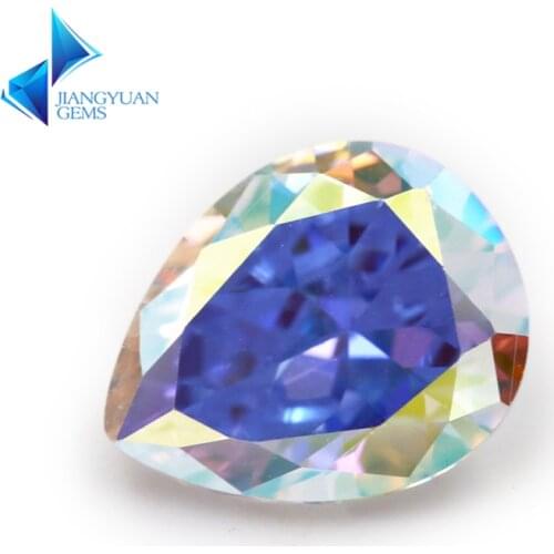 Size 3x5~10x12mm Plating AB Color Multicolor Cubic Zirconia Stone Pear Cut Loose CZ Stone Synthetic Gems