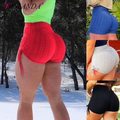 Women Sport Shorts Ruched Butt Lifting Workout Running Shorts High Waist Tummy Control Short Pants Gym Summer Textured Leggings