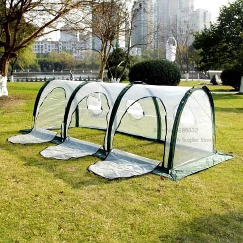 Foldable Portable Home Greenhouse Tunnel Type Transparent and Durable Greenhouse Plant Cold Insulation Cover 3*1*1 Meter