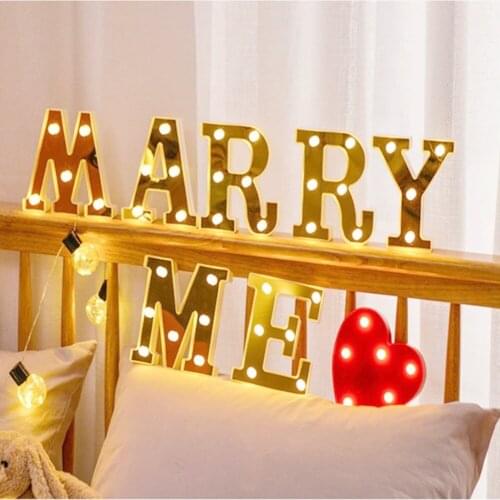 LED Light Letter Ornaments Battery Powered Luminous A-Z Letter Lamp Night Light For Christmas Wedding Birthday Party Decoration