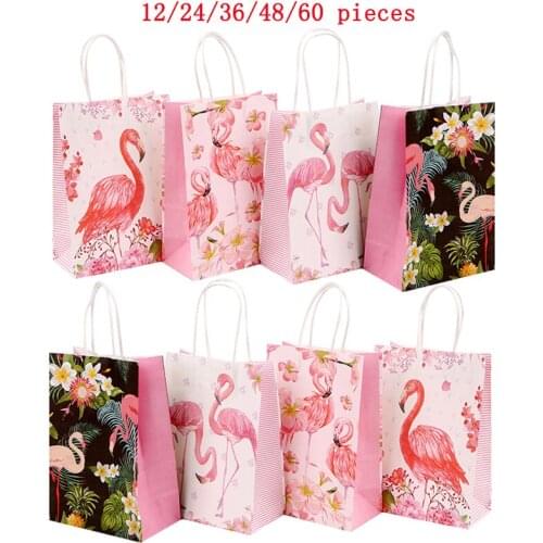 Flamingo Theme Wedding Gifts for Guests Candy Gift Bags with Handles Gift Packaging Bags for Birthday/Baby Shower Party Decor