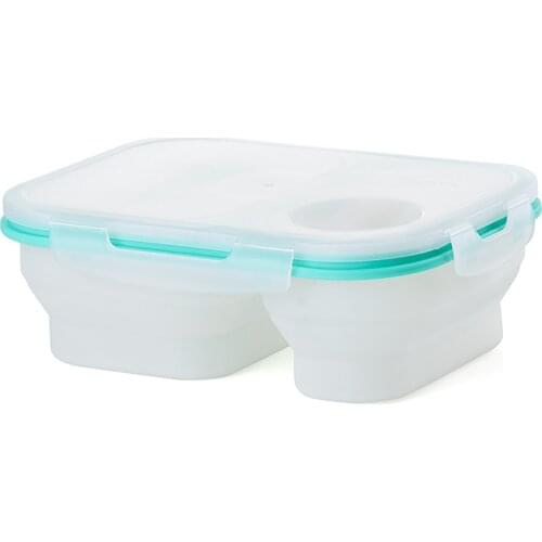 Outdoor Foldable Collapsible Eco Meal Kit Silica Gel Lunch Boxes Safe FOR Microwave and Dishwasher