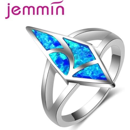 Unique Design Blue Fire Opal Ring Women 925 Sterling Silver Wedding Jewelry Anel Aneis Engagement Rings