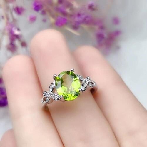 Restoring Luxurious scissors Bow Natural green peridot Ring Natural olivine ring S925 silver women girl party gift Jewelry