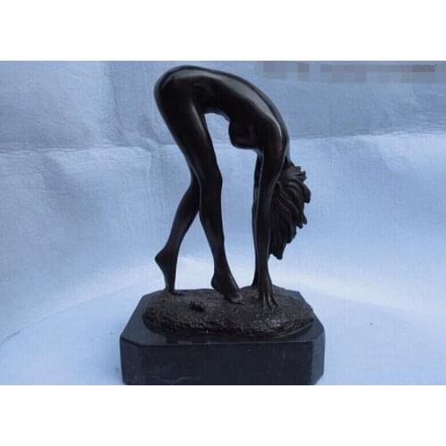 Western classical Copper Bronze Marble carving Nude Beauty Girl body art statue Copper garden decoration