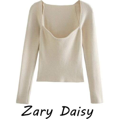 Zary Daisy autumn new womens V-neck bottom shirt European and American slim slim long sleeve T-shirt top