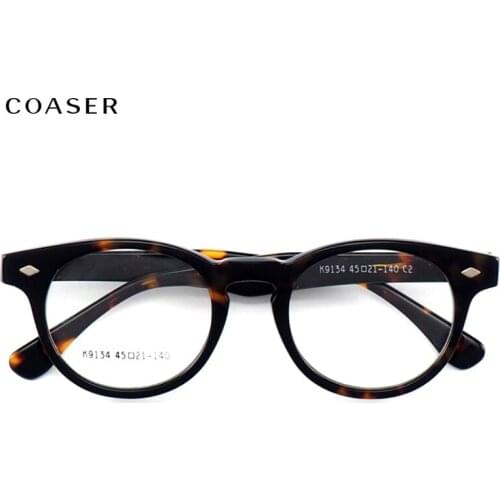 Trend Great Women Vintage Light Acetate MenGlasses Frame Double Color Brand Design Round Eyeglasses Optical Prescription Eyewear