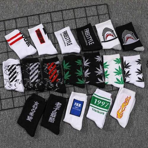 1 Pair Unisex Fashion High Hosiery Sock For Men Women OK Print Cool Sock Crew Sock Funny Cartoon Art Cotton Soft Socks