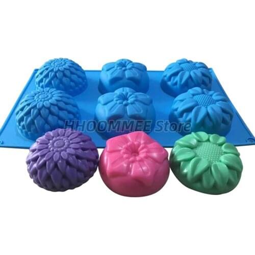 1 x Fashion Silicone Soap Mold Flower Pattern 6-hole Rectangular Handmade Soap Making DIY Mould Accessory Purple