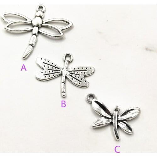 10pcs dragonfly Charms Pendants For Jewelry Making Antique Silver Charm DIY Handmade Craft