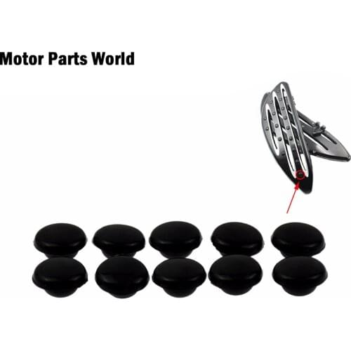Motorcycle 10pcs Floorboards Rubber Pads Gloss Black Foot Rest Footpeg Caps For Harley Touring Street Road Glide Softail Dyna