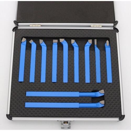 11PCS Metal Carbide CNC Lathe Tools Carbide Brazed Tipped Cutter Tool Bit Cutting Set Kits Welding Turning Tool Holder