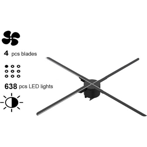 56cm Fan-shaped Holographic Advertising Light 3D WiFi Holographic Projector LED Signboard Holographic Light Player EU/US