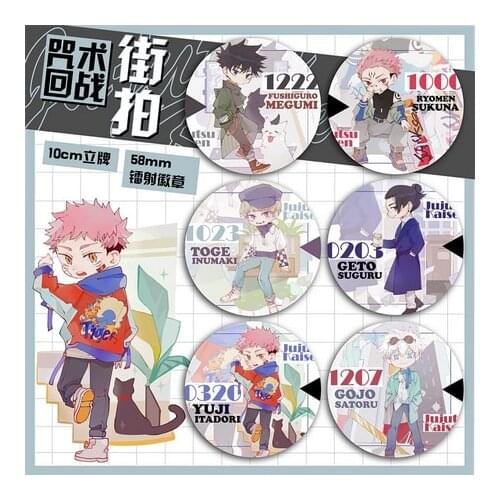 Anime Jujutsu Kaisen Itadori Yuji Gojo Satoru Ryomen Sukuna Acrylic Stand Figure Model Plate Toys Badge Brooch Pin Button Decor