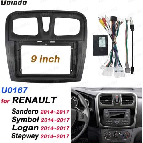2 Din 9 Inch Car Radio Fascias for RENAULT Sandero Symbol Logan 2014+ Dashboard Frame Installation DVD Gps Mp5 Multimedia Player
