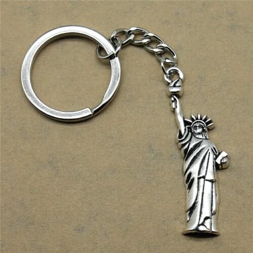 Keychain Car Statue Of Liberty DIY Jewelry Making Gift For New Year 49x14mm Pendant Silver Color Plated