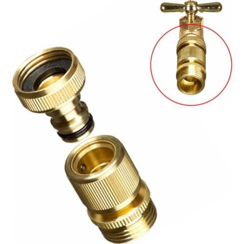 Garden Hose Quick Connector 3/4 Inch GHT Brass Easy Connect Fitting Yard Tool Universal Faucet Adapter Water Quick Coupling CSV