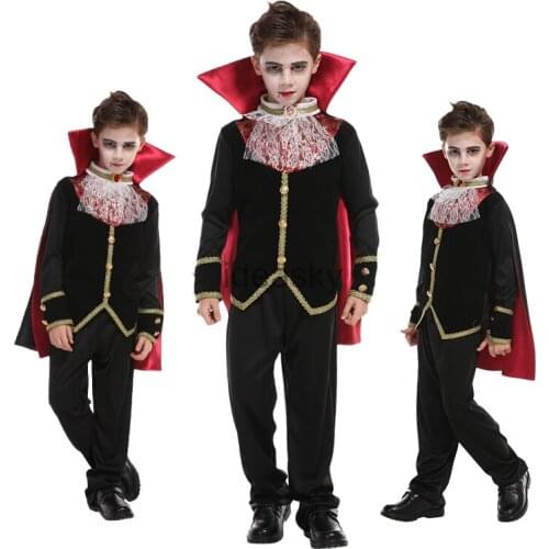 Black gothic anime vampire dress costume for kids Costumes Halloween carnival costumes for children Party Cosplay girls witch