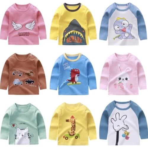 Kids Long Sleeve T-Shirt Cartoon Dinosaur Shark Animals Print Baby Toddler Boys Girls Tops