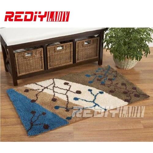 DIY Carpet Rug Classic Flowers Blanket Latch Hook Rug 3D Crocheting Tapestry Acrylic Yarn Cushion Set for Embroidery Floor Mat