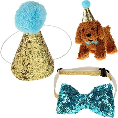 Caps For Dogs Pet Cat Dog Birthday Bowknot Costume Headwear Caps Hat Birthday Party Costume Headwear Pet Accessory