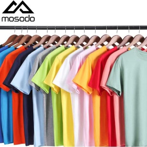 Mosodo Cotton Men T-Shirt Solid Crew Neck Tops Short Sleeve Summer Tee for Male XS-XXXL Daily Casual Shirts 2021 Brand New