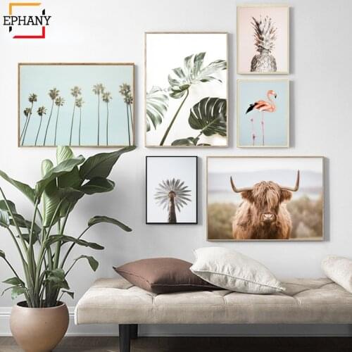 Wall Art Landscape Canvas Poster NordicTropical Leaves Palm Tress Print Painting Scandinavian Decoration Picture Home Decor
