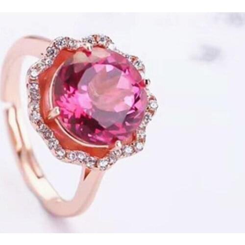 925 silver natural powder topaz ring crystal full net fire color support for re-examination