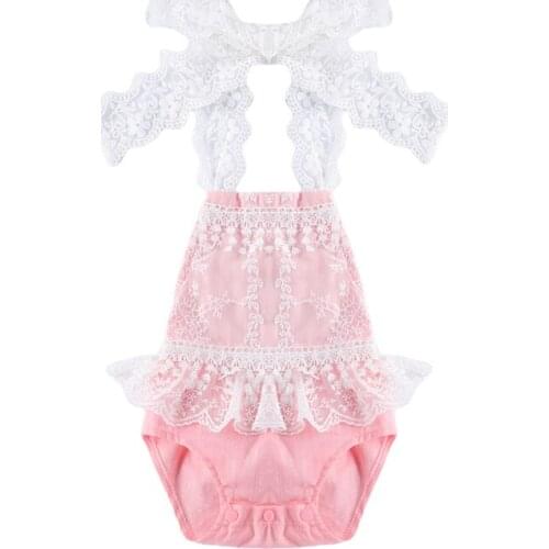 Baby Girl Romper Summer Newborn Baby Clothes For Girls Lace Sleeveless Halter Kids Jumpsuit Baby Girls Pink Outfits