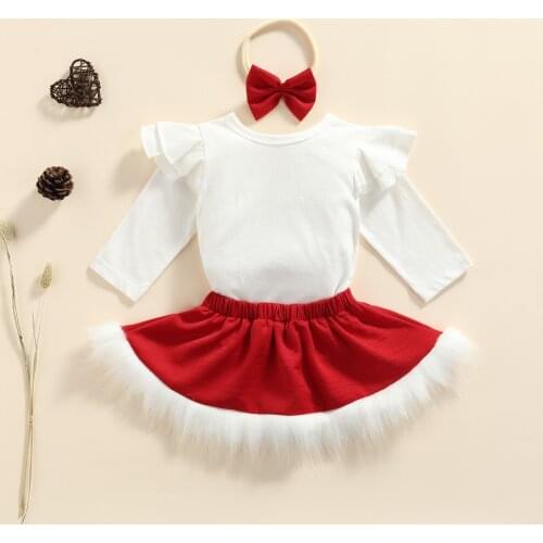 Ma&Baby 0-24M Christmas Newborn Infant Baby Girls Clothes Set Ruffles Rompers Red Skirts Outfits Xmas Clothing DD40