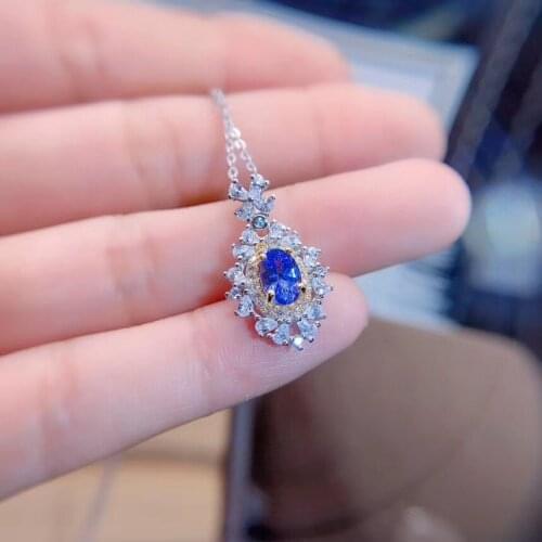 The Best engagement Gift Tanzanite Necklace Pendant S925 Sterling Silver Womens Color Gemstone Natural Jewelry