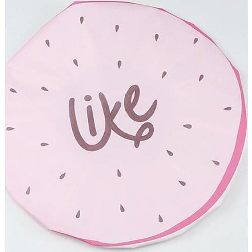 Sweet Fruit Print Bath Hat Reusable Women Skin-friendly Waterproof High Elastic Lovely Sleep Hat Hair Care for SPA